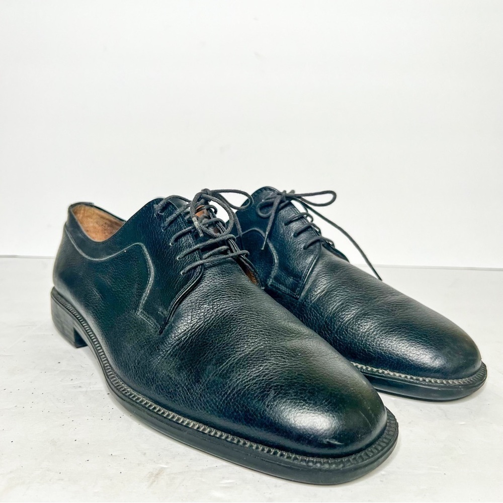 Salvatore Ferragamo Studio Men’s Black Leather Lace Up Dress Oxford Shoes Size 9